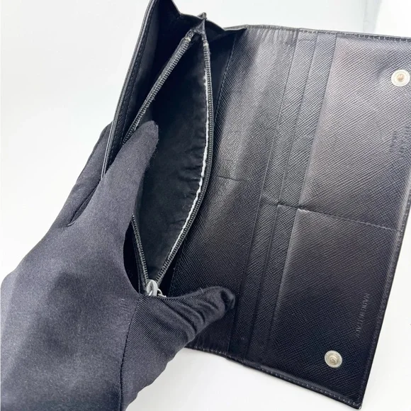 Prada Tessuto Continental Long Wallet Black Nylon & Leather w/ Silver Hardware - Picture 5 of 13